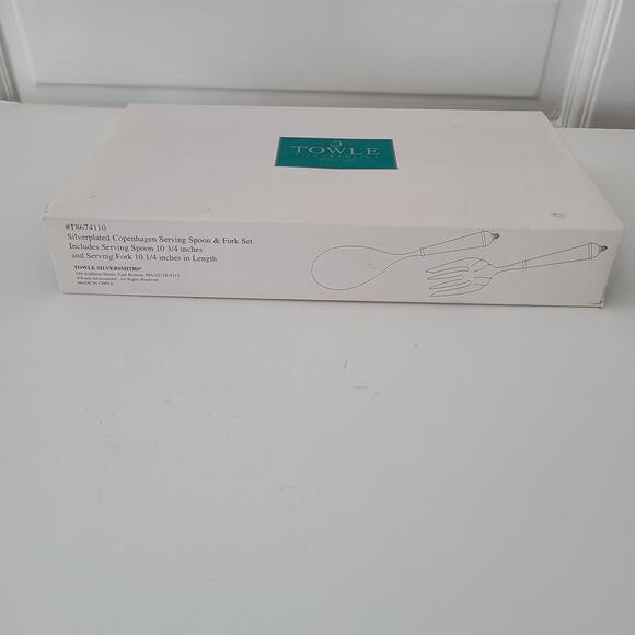 Towle silverplate Copenhagen Serving spoon and fork set New in Box - Picture 5 of 6